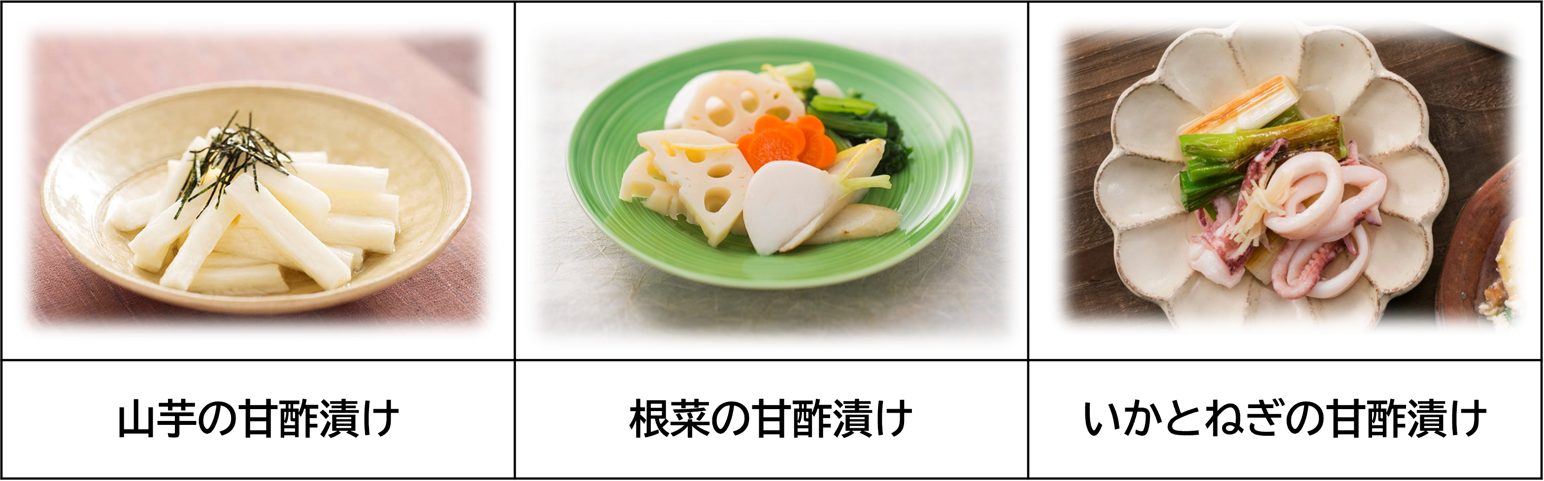 千枚漬の酢を使用したレシピ3品.png